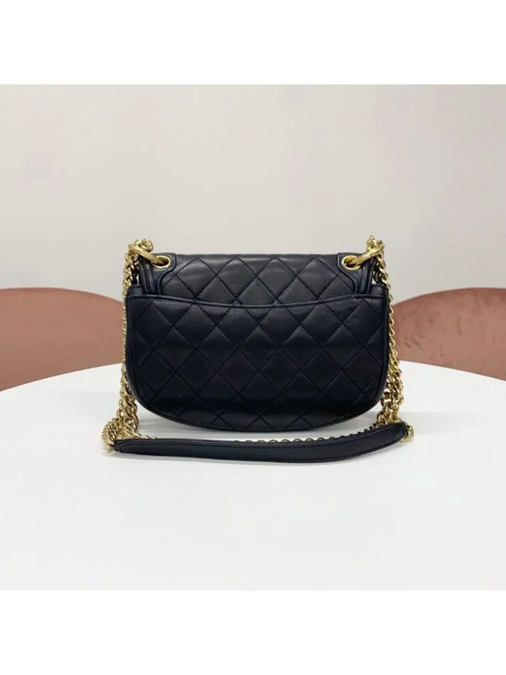 Chanel Quilted Turnlock CC Logo Lambskin Shoulder